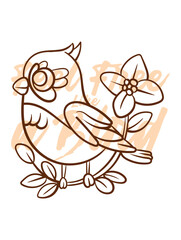 little bird vector with text feel free as a bird in transparent background