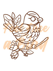 little bird vector with text feel free as a bird in transparent background