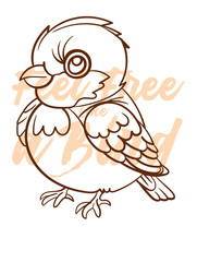 little bird vector with text feel free as a bird in transparent background