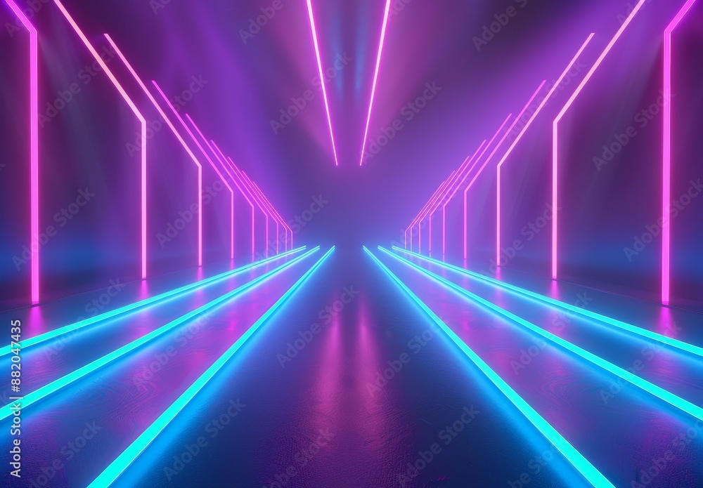 Poster a 3d render of an ultraviolet neon abstract background with glowing vertical lines, ultraviolet ligh