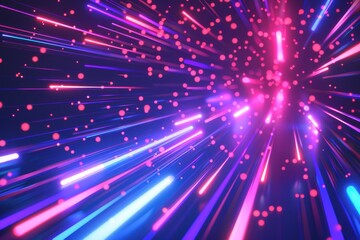 Fototapeta premium The abstract texture of neon fiber optic lines is reminiscent of speed lines, a technology background that is abstract and futuristic
