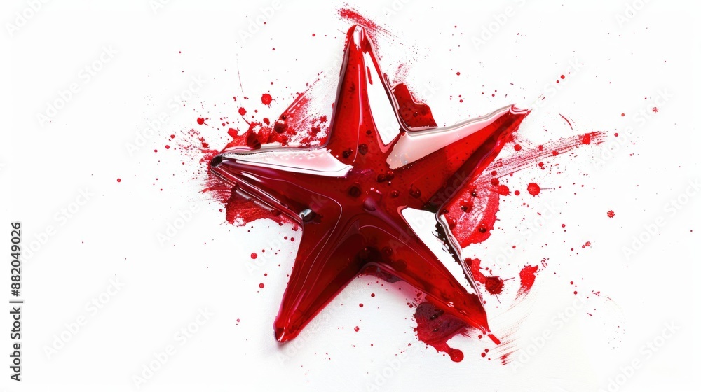 Poster a red star-shaped object on a white background, suitable for use in designs and illustrations