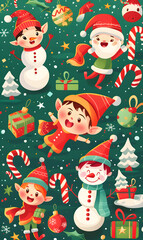 2D illustrated New Year card in a cute graphic style