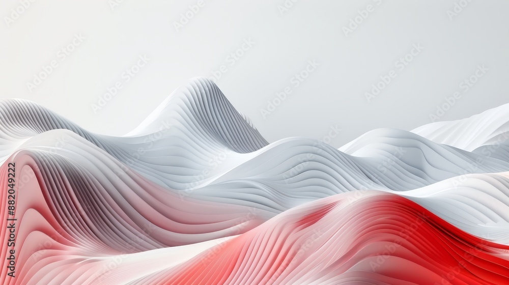 Poster creative architectural concept with white abstract background with waves.