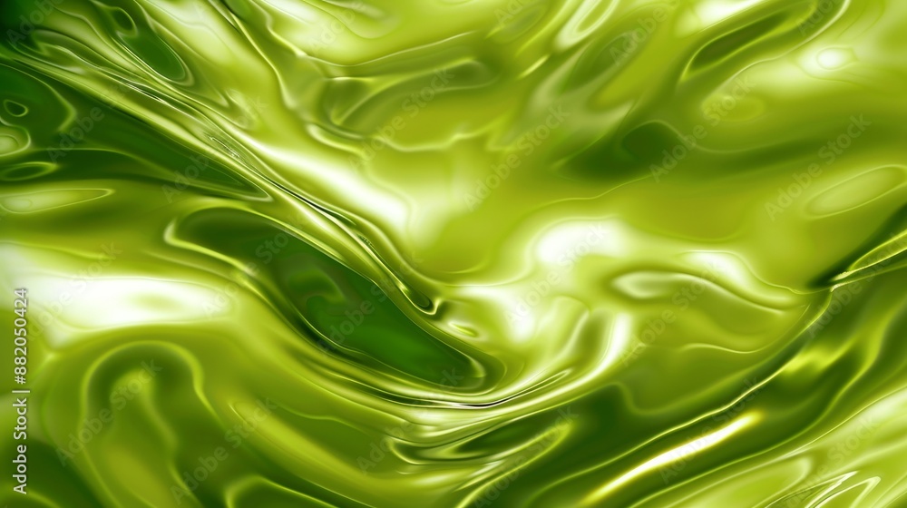 Aufkleber abstract waves background with liquify effect in green.