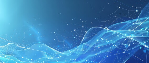 Abstract illustration of connected lines and dots on a black background