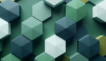 Naklejka premium Blue and green gray layers with 3D 4K UHD abstract background illustration of boxes and cubes