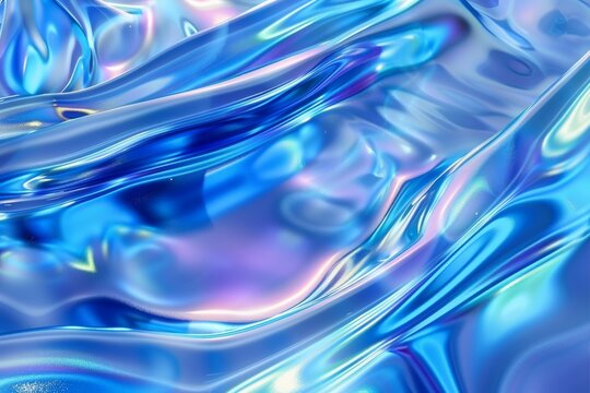 Toy for kids with an abstract texture of neon gradient blue and ultraviolet thin plastic slime