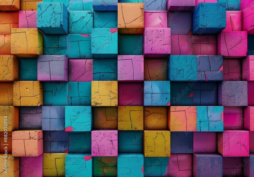 Fototapete 3d rendering of multicolor rounded shapes in abstract style