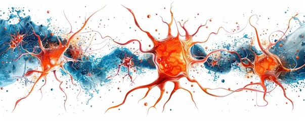 Neurons and synapses illustration, detailed view, neural connections, medical and scientific accuracy, anatomical study, isolated on white background