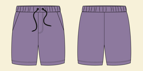 mens terry fleece shorts fashion illustration flat sketch vector. © MdAbir
