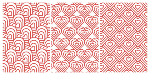 Heart love seamless pattern collection, Valentines decorative wallpaper. Vector