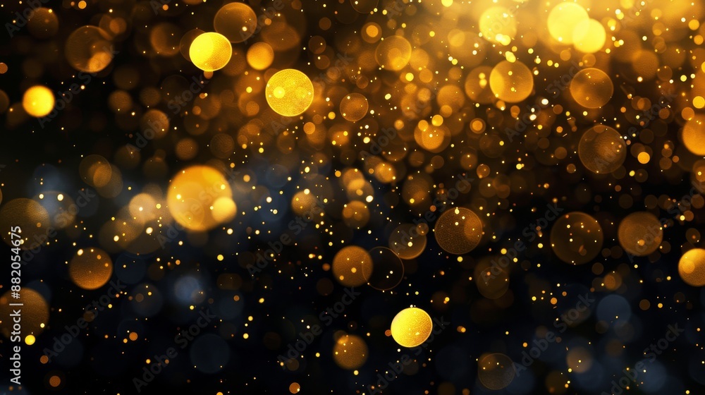 Poster dark blue abstract background with shining glitter bokeh. trendy decoration bokeh glitters backgroun