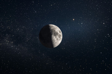 Obraz premium 宇宙空間に浮かぶ月
