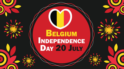Belgium Independence Day  vector banner design with geometric shapes and vibrant colors on a horizontal background. Happy Belgium Independence Day modern minimal poster.