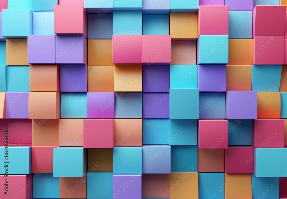 Fototapete rendering of multi-colored rounded shapes on a 3d abstract background