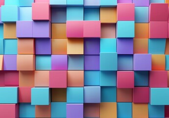 Rendering of multi-colored rounded shapes on a 3D abstract background