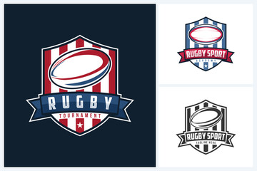 Rugby logo sport design template, rugby emblem vector, rugby tournament badge logo design vector illustration
