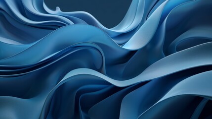 Fototapeta premium Abstract 3D background of contemporary blue surfaces with curves.