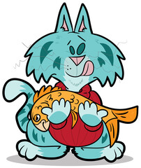 Hungry cat with Fish