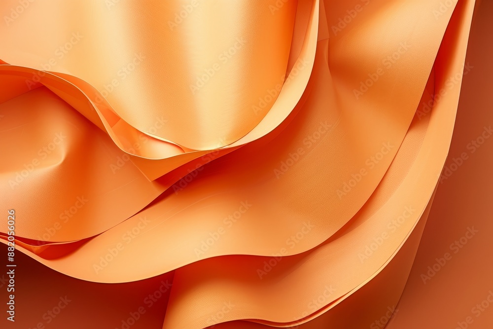 Poster using curved color paper sheets and macro photography, this abstract orange background features curv
