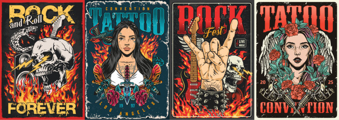 Rebel spirit colorful set stickers