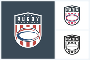 Rugby logo sport design template, rugby emblem vector, rugby tournament badge logo design vector illustration