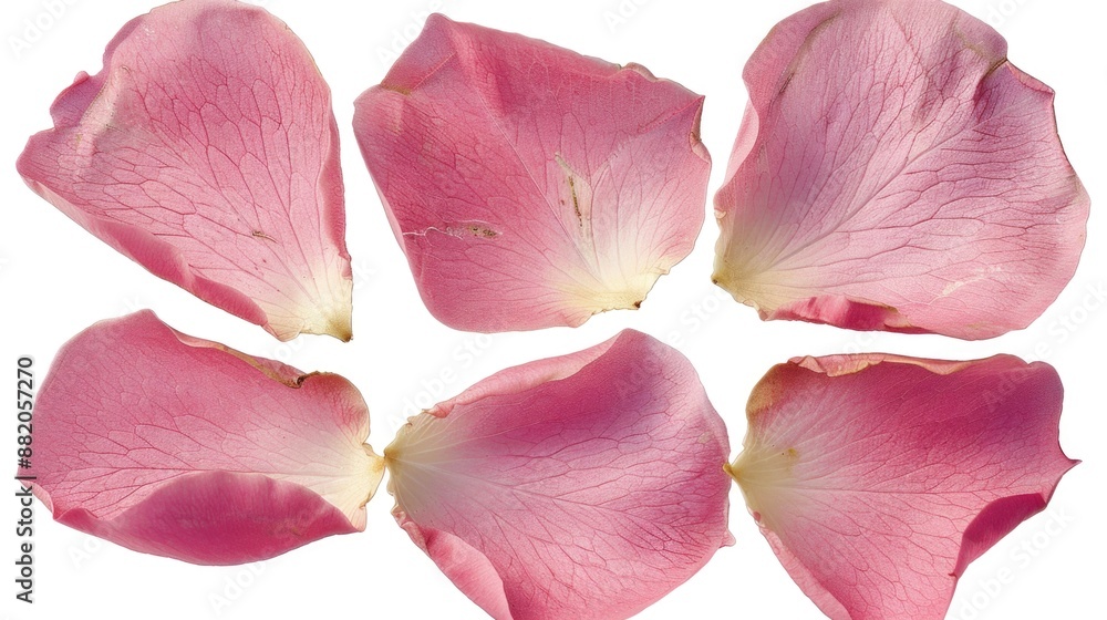 Poster close-up of delicate flower petals on a white background, ideal for use in designs and layouts