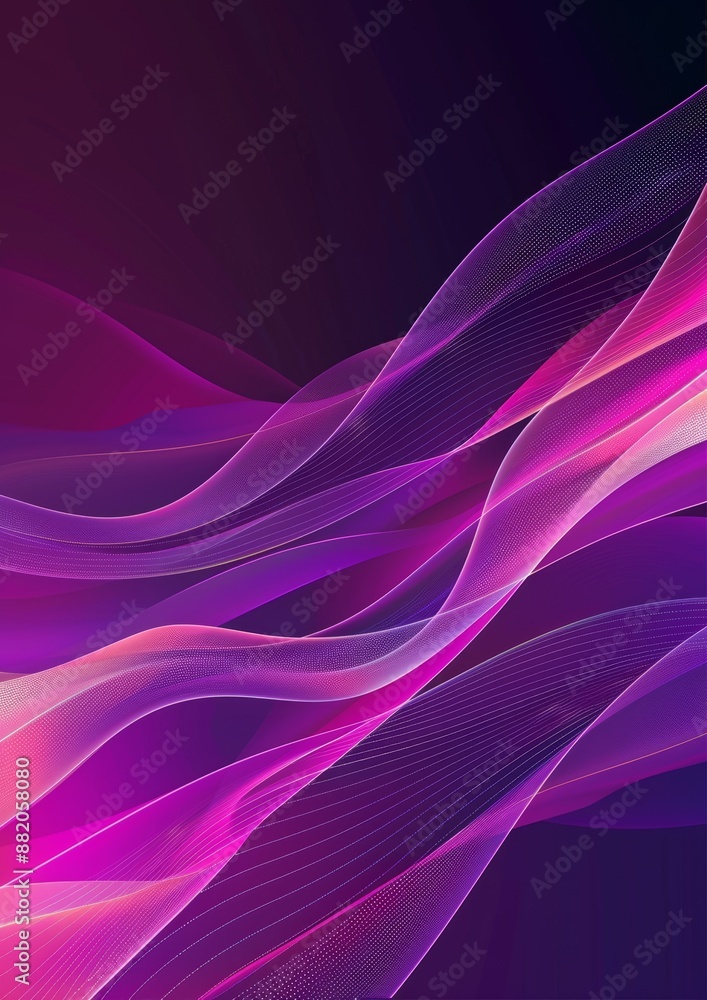 Poster Neon lines glow in the dark abstract background. Bright neon glow.