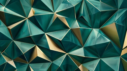 Abstract geometric background featuring teal and gold polygons creating a dynamic and modern 3D texture.