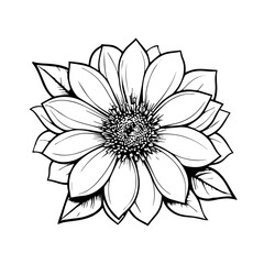 isolated on white background. Flower simple Vector illustration.