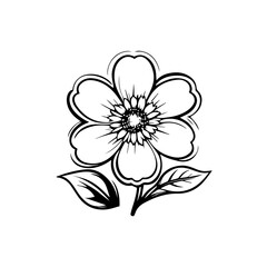 isolated on white background. Flower simple Vector illustration.