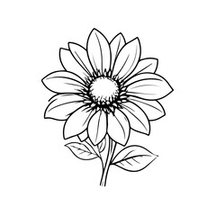 isolated on white background. Flower simple Vector illustration.