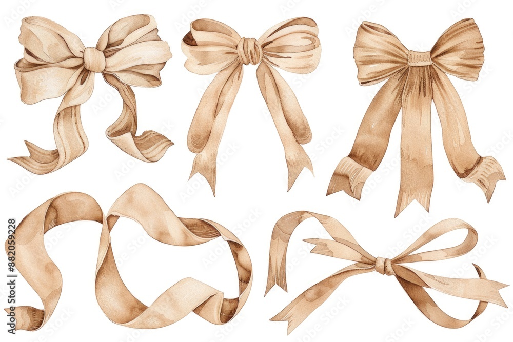 Poster A collection of four bows with unique designs and patterns