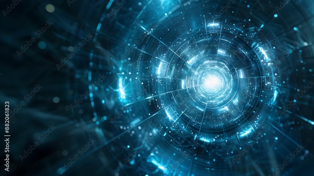 Poster captivating futuristic vortex - hypnotizing cosmic tunnel through interdimensional portal