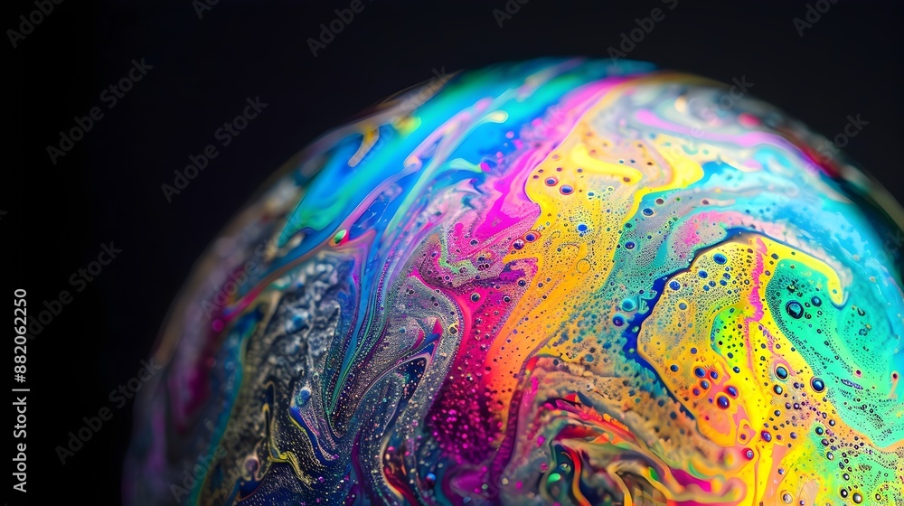 Poster captivating fluid abstract swirls of vibrant prismatic colors and patterns
