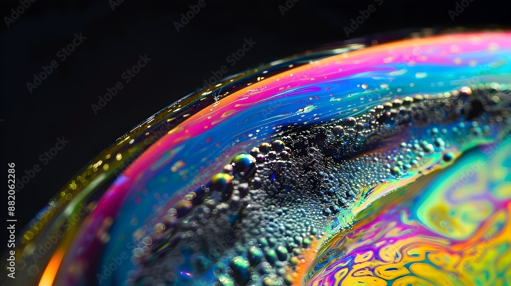 Poster iridescent prismatic rainbow kaleidoscope fluid abstract macro texture background