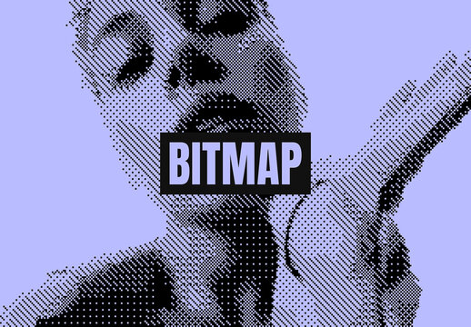 Dithering Bitmap Photo Effect Mockup