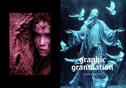 Graphic Granulation Poster Photo Effect Mockup With Generative AI
