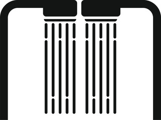 Water is pouring from a double shower head fixed to a wall