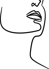 Lind Drawing Woman's Face Vector Graphic 