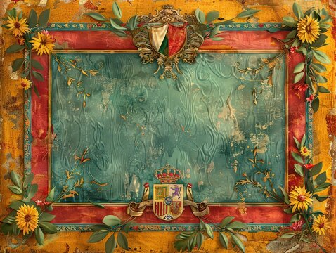 Design a digital or printable invitation for a viewing party or fan event, featuring the Spanish flags as a border.