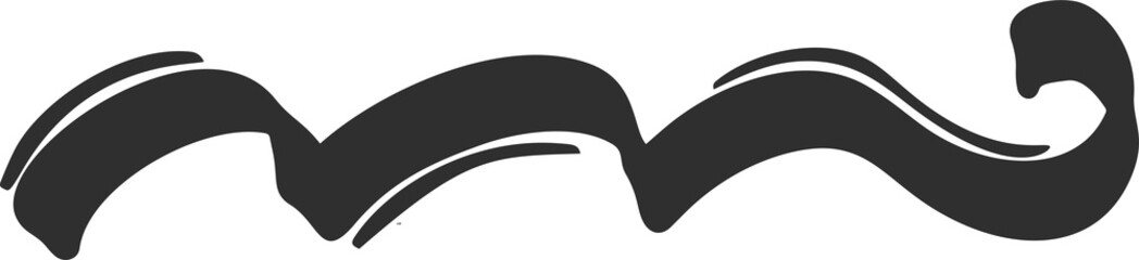 Swoosh lines. Swish and swash underline. Swirl stroke and squiggle curly calligraphy tail. Decorative flourish and divider. Doodle sketch element.