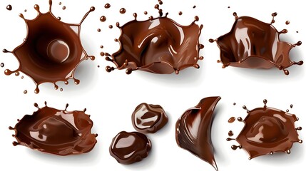 Set of delicious melted chocolate splashes, cut out