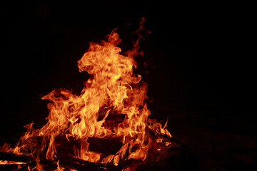 fire in the fireplace