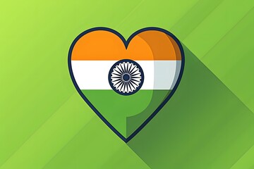 India flag in Heart design. 2D flat illustration symbol.