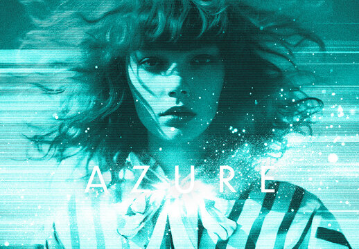 Sparkle Azure Halftone Photo Effect Mockup With Generative AI