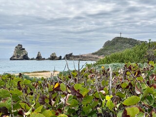 marine and wild landscape of Guadeloupe in the French West Indies from the site of Pointe des...