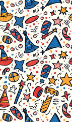 2D illustrated New Year card in a cute graphic style seamless pattern.