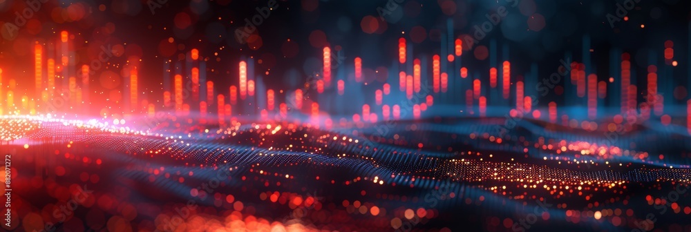 Poster big data visualization. technology wave. science background. digital background. 3d rendering. high 